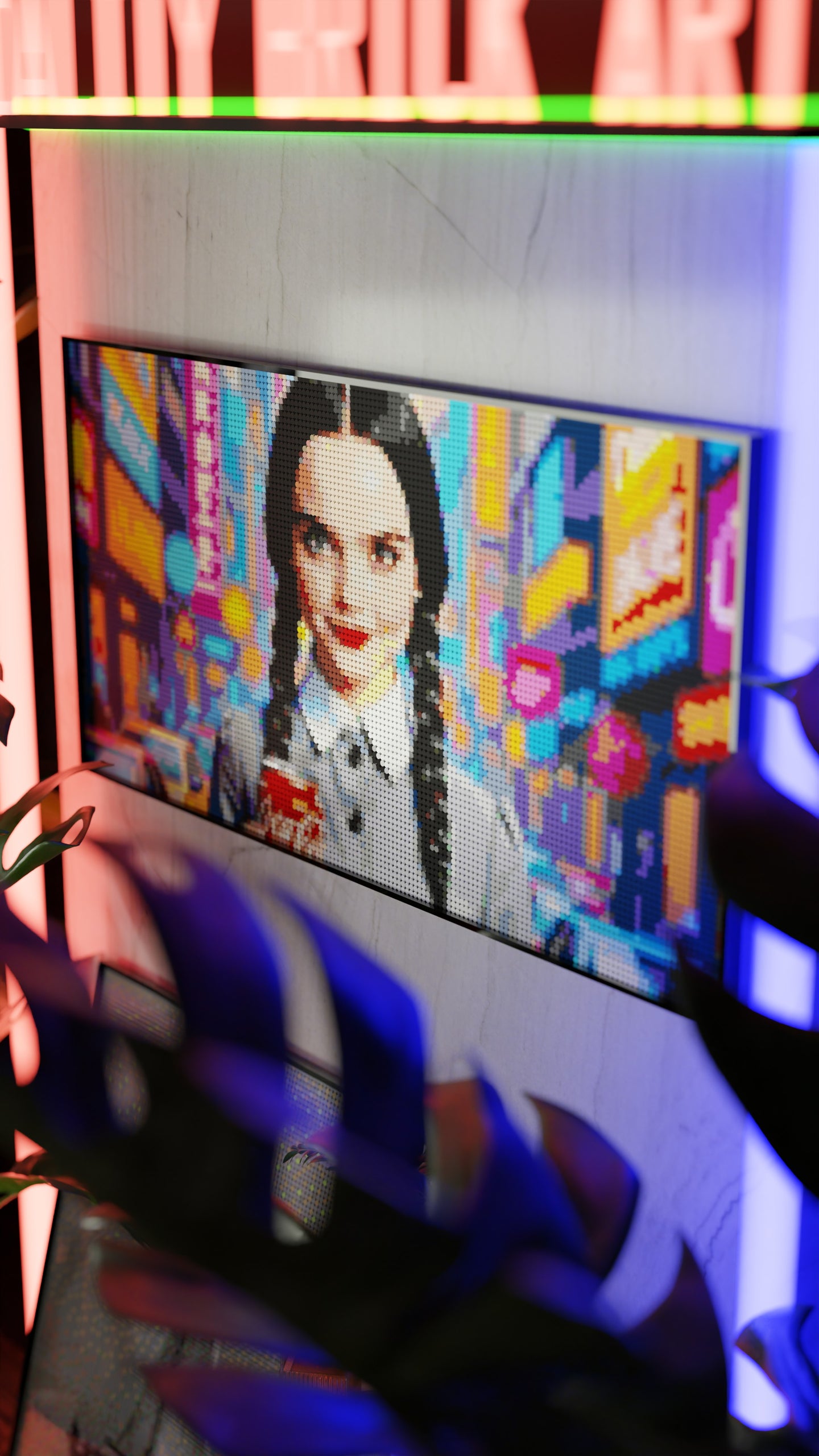 Wednesday Addams LEGO® Style mosaic kit with clear building instructions